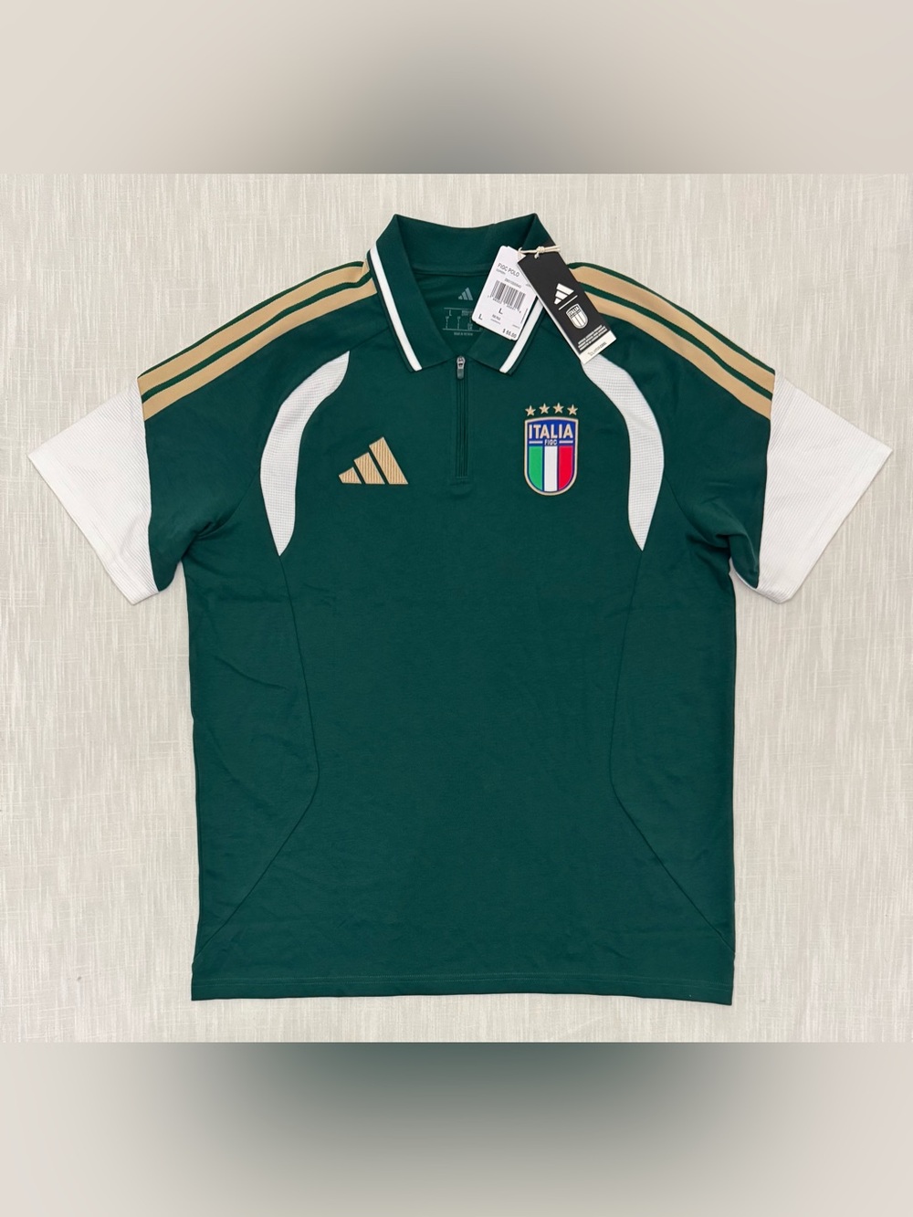 Adidas Italy Italia 26 Tiro Polo Shirt Mens L Collegiate Green Soccer JZ9372 NWT